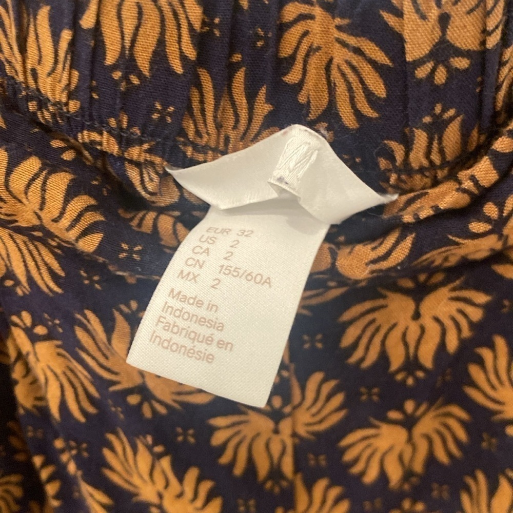 H & M Print Boho Pocket Block Print Pants Sz Xs - image 4